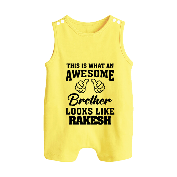 Cute Sibling Outfit for Kids | Brother and Sister Cotton Romper Suit/ Sleeveless Romper - PASTEL YELLOW - 0 - 5 Months Old (Chest 18")