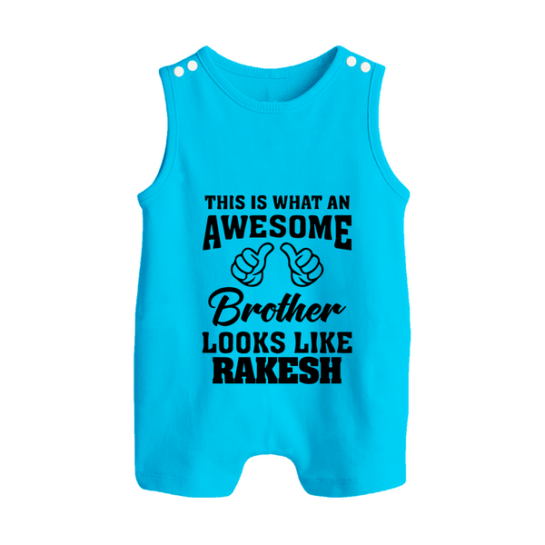 Cute Sibling Outfit for Kids | Brother and Sister Cotton Romper Suit/ Sleeveless Romper - SKY BLUE - 0 - 5 Months Old (Chest 18")