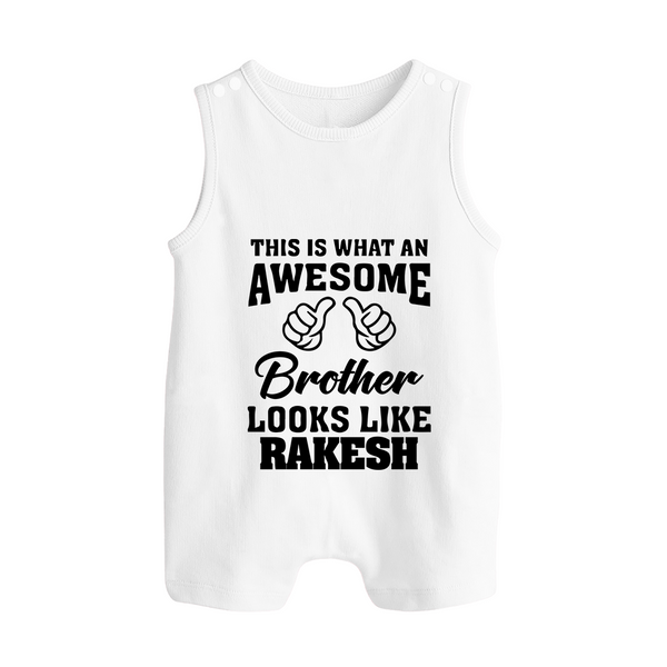 Cute Sibling Outfit for Kids | Brother and Sister Cotton Romper Suit/ Sleeveless Romper - WHITE - 0 - 5 Months Old (Chest 18")