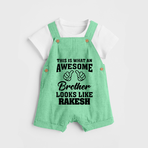 Cute Sibling Outfit for Kids | Brother and Sister Cotton Dungaree Set - GREEN - 0 - 5 Months Old (Chest 18")