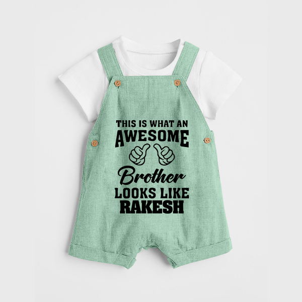 Cute Sibling Outfit for Kids | Brother and Sister Cotton Dungaree Set - MINT GREEN - 0 - 5 Months Old (Chest 18")