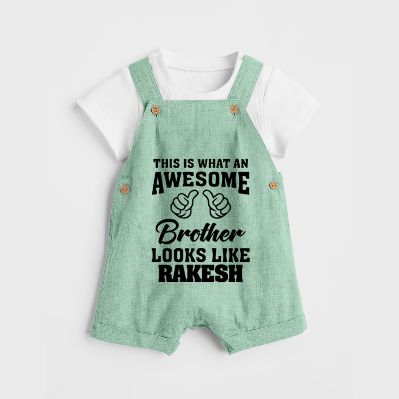 Cute Sibling Outfit for Kids | Brother and Sister Cotton Dungaree Set - MINT GREEN - 0 - 5 Months Old (Chest 18")