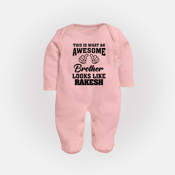 Cute Sibling Outfit for Kids | Brother and Sister Cotton Sleep Suit/ Fullsleeve Bodysuit - BABY PINK - New Born (Chest 7.5")