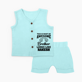 Cute Sibling Outfit for Kids | Brother and Sister Cotton Jabla Set - BABY BLUE - 0 - 3 Months Old (Chest 9.8")