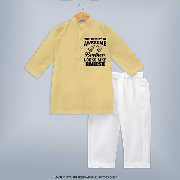 Cute Sibling Outfit for Kids | Brother and Sister Cotton Kurta Set - PASTEL YELLOW - 3 - 6 Months Old (Chest 24", Kurta Length 14'', Waist 19", Pant Length 14")
