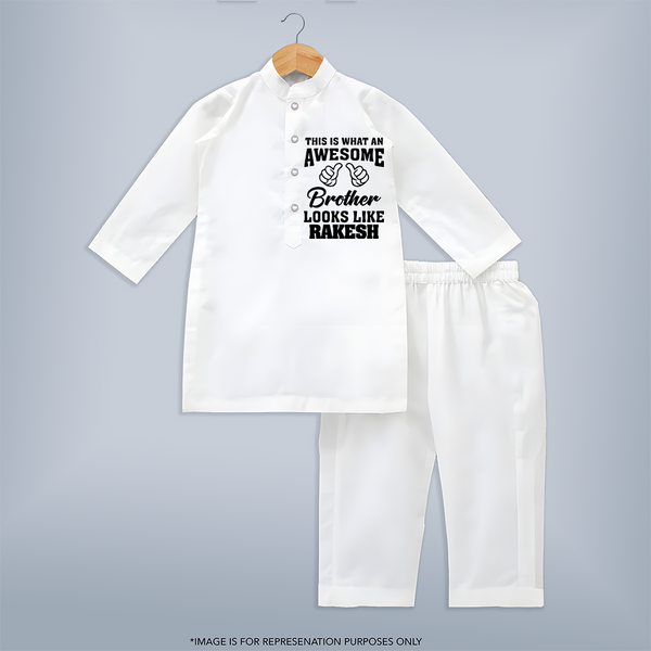 Cute Sibling Outfit for Kids | Brother and Sister Cotton Kurta Set - WHITE - 3 - 6 Months Old (Chest 24", Kurta Length 14'', Waist 19", Pant Length 14")
