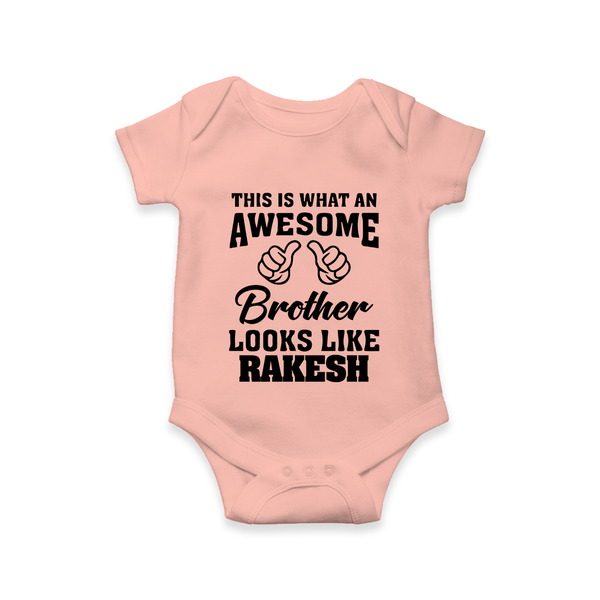 Cute Sibling Outfit for Kids | Brother and Sister Cotton Romper/Onesie - PEACH - New Born (Chest 14")