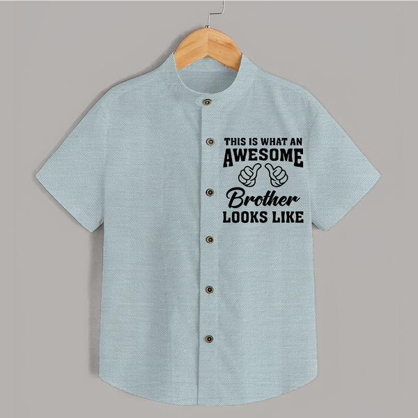 Cute Sibling Outfit for Kids | Brother and Sister Cotton Shirt - ARCTIC BLUE - 0 - 6 Months Old (Chest 23")