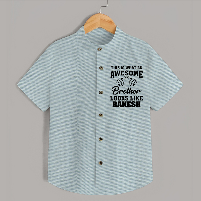 Cute Sibling Outfit for Kids | Brother and Sister Cotton Shirt - ARCTIC BLUE - 0 - 6 Months Old (Chest 23")
