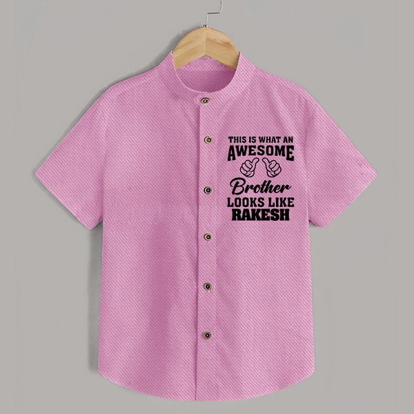 Cute Sibling Outfit for Kids | Brother and Sister Cotton Shirt - BABY PINK - 0 - 6 Months Old (Chest 23")