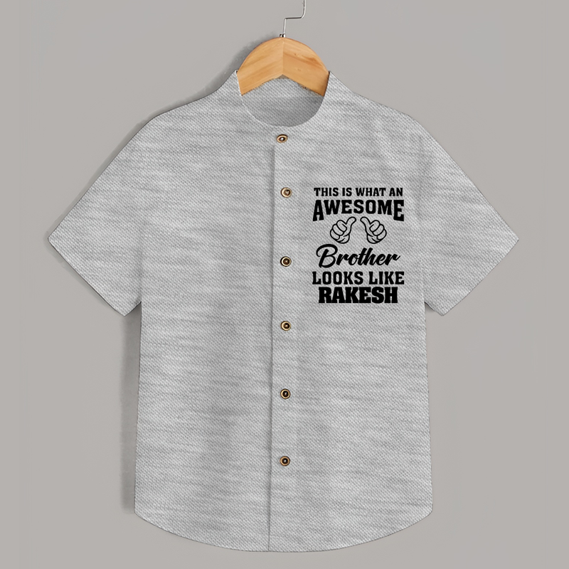 Cute Sibling Outfit for Kids | Brother and Sister Cotton Shirt - GREY - 0 - 6 Months Old (Chest 23")