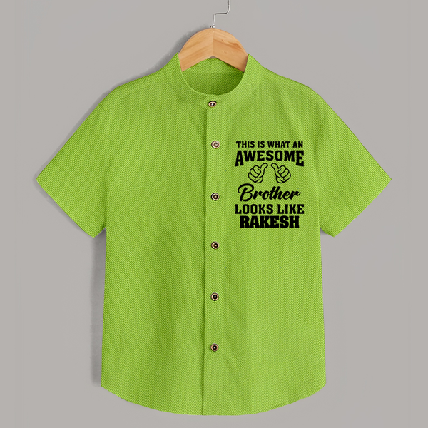 Cute Sibling Outfit for Kids | Brother and Sister Cotton Shirt - LIME GREEN - 0 - 6 Months Old (Chest 23")