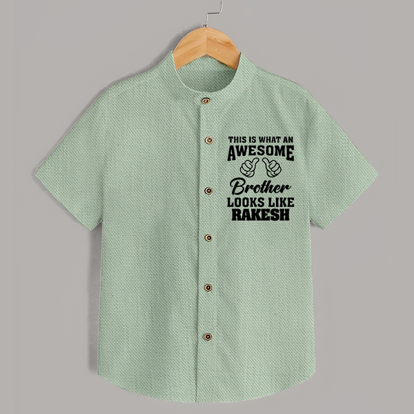Cute Sibling Outfit for Kids | Brother and Sister Cotton Shirt - MINT GREEN - 0 - 6 Months Old (Chest 23")
