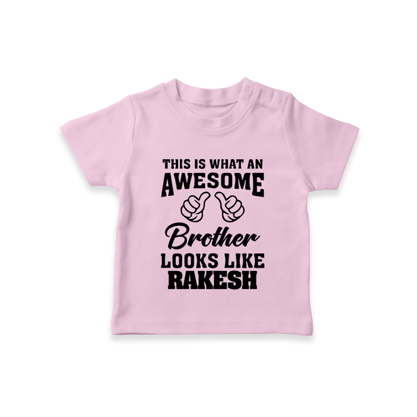 Cute Sibling Outfit for Kids | Brother and Sister Cotton T-Shirt - BABY PINK - 0-5 Months Old (Chest 17")
