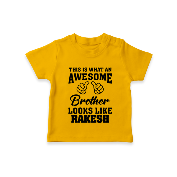 Cute Sibling Outfit for Kids | Brother and Sister Cotton T-Shirt - CHROME YELLOW - 0-5 Months Old (Chest 17")