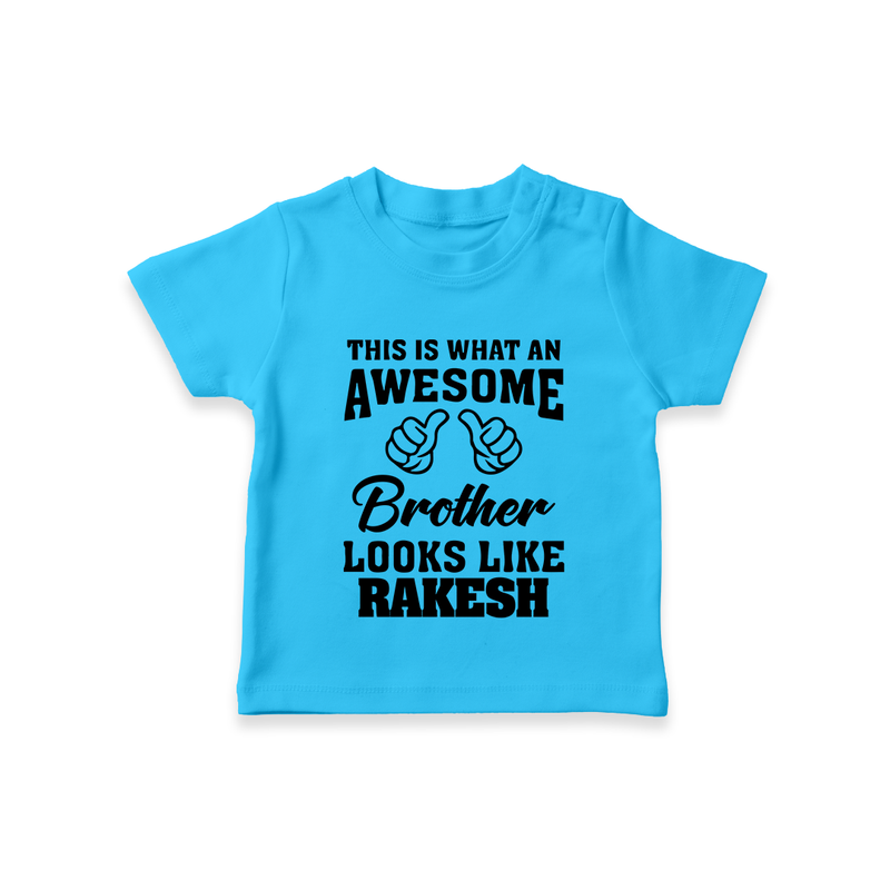 Cute Sibling Outfit for Kids | Brother and Sister Cotton T-Shirt - SKY BLUE - 0-5 Months Old (Chest 17")
