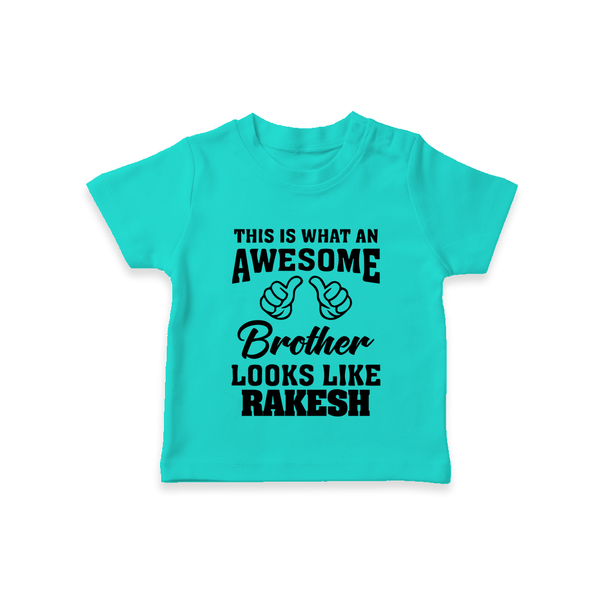 Cute Sibling Outfit for Kids | Brother and Sister Cotton T-Shirt - TEAL - 0-5 Months Old (Chest 17")