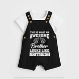 Cute Sibling Outfit for Kids | Brother and Sister Cotton Dungaree Set - BLACK - 0 - 5 Months Old (Chest 18")