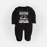 Cute Sibling Outfit for Kids | Brother and Sister Cotton Sleep Suit/ Fullsleeve Bodysuit - BLACK - New Born (Chest 7.5")