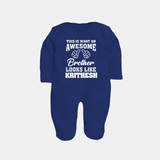 Cute Sibling Outfit for Kids | Brother and Sister Cotton Sleep Suit/ Fullsleeve Bodysuit - NAVY BLUE - New Born (Chest 7.5")