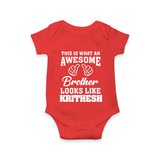 Cute Sibling Outfit for Kids | Brother and Sister Cotton Romper/Onesie - RED - New Born (Chest 14")
