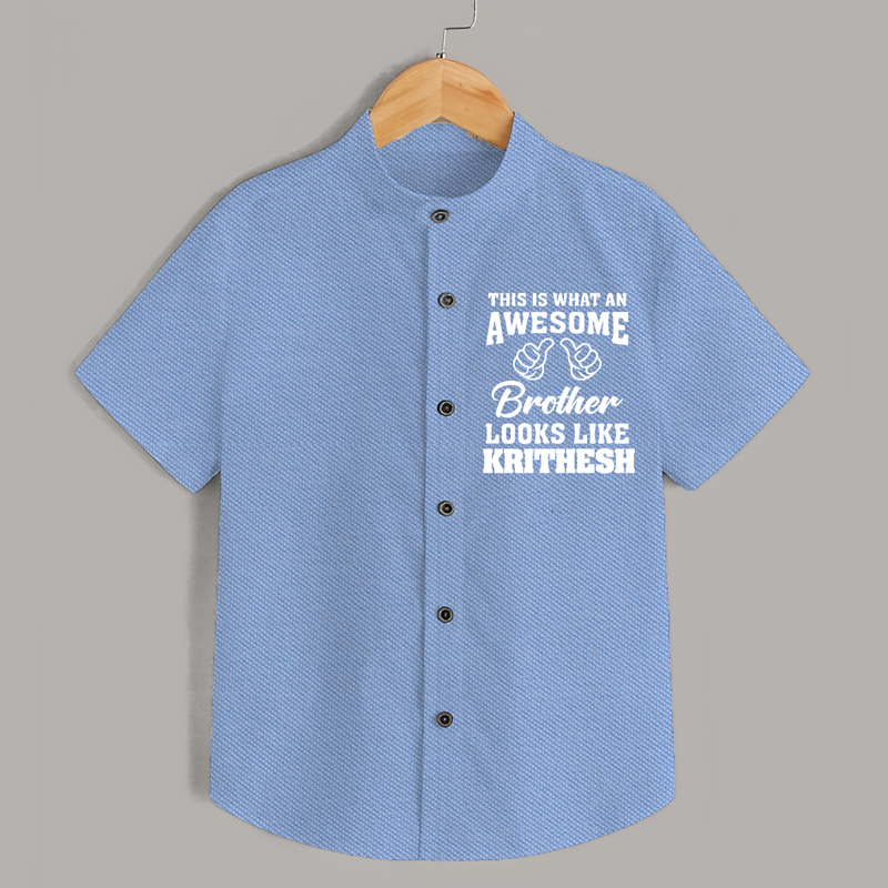 Cute Sibling Outfit for Kids | Brother and Sister Cotton Shirt - SKY BLUE - 0 - 6 Months Old (Chest 23")
