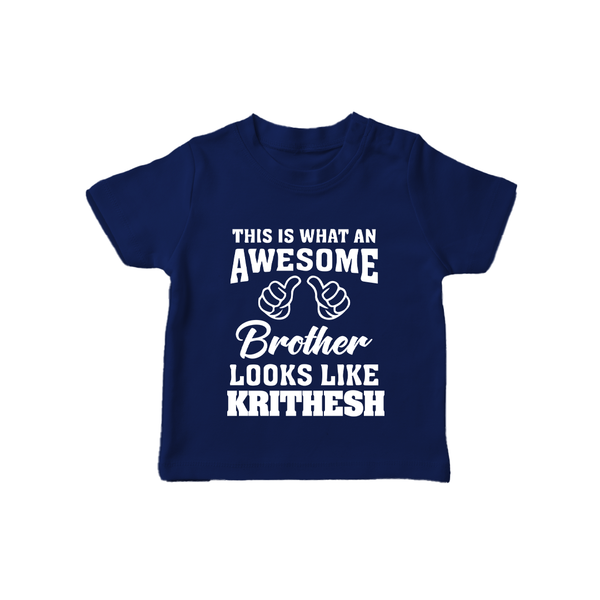 Cute Sibling Outfit for Kids | Brother and Sister Cotton T-Shirt - NAVY BLUE - 0-5 Months Old (Chest 17")