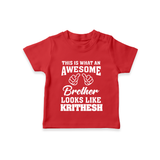 Cute Sibling Outfit for Kids | Brother and Sister Cotton T-Shirt - RED - 0-5 Months Old (Chest 17")