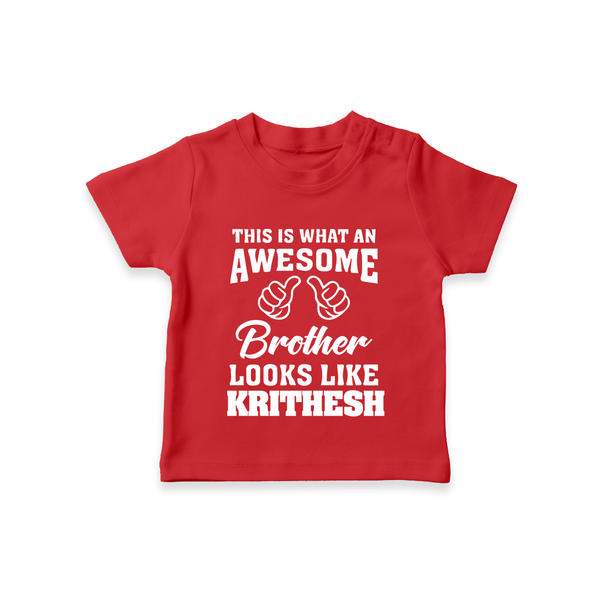 Cute Sibling Outfit for Kids | Brother and Sister Cotton T-Shirt - RED - 0-5 Months Old (Chest 17")