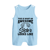 Brother and Sister Romper Suit/ Sleeveless Romper | Soft Cotton Outfits for Siblings - BABY BLUE - 0 - 5 Months Old (Chest 18")