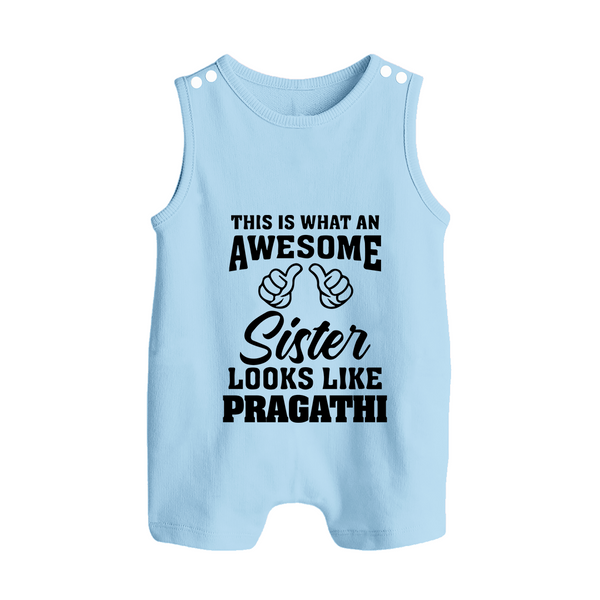 Brother and Sister Romper Suit/ Sleeveless Romper | Soft Cotton Outfits for Siblings - BABY BLUE - 0 - 5 Months Old (Chest 18")