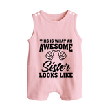 Brother and Sister Romper Suit/ Sleeveless Romper | Soft Cotton Outfits for Siblings - BABY PINK - 0 - 5 Months Old (Chest 18")