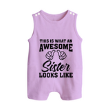 Brother and Sister Romper Suit/ Sleeveless Romper | Soft Cotton Outfits for Siblings - LILAC - 0 - 5 Months Old (Chest 18")