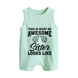 Brother and Sister Romper Suit/ Sleeveless Romper | Soft Cotton Outfits for Siblings - MINT GREEN - 0 - 5 Months Old (Chest 18")