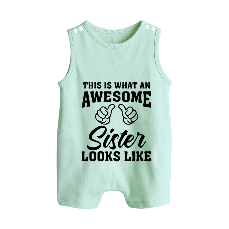 Brother and Sister Romper Suit/ Sleeveless Romper | Soft Cotton Outfits for Siblings - MINT GREEN - 0 - 5 Months Old (Chest 18")