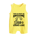 Brother and Sister Romper Suit/ Sleeveless Romper | Soft Cotton Outfits for Siblings - PASTEL YELLOW - 0 - 5 Months Old (Chest 18")