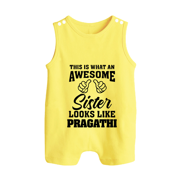 Brother and Sister Romper Suit/ Sleeveless Romper | Soft Cotton Outfits for Siblings - PASTEL YELLOW - 0 - 5 Months Old (Chest 18")