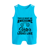 Brother and Sister Romper Suit/ Sleeveless Romper | Soft Cotton Outfits for Siblings - SKY BLUE - 0 - 5 Months Old (Chest 18")