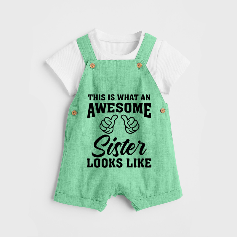 Brother and Sister Dungaree Set | Soft Cotton Outfits for Siblings - GREEN - 0 - 5 Months Old (Chest 18")
