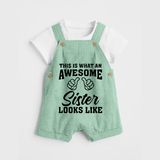 Brother and Sister Dungaree Set | Soft Cotton Outfits for Siblings - MINT GREEN - 0 - 5 Months Old (Chest 18")