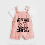 Brother and Sister Dungaree Set | Soft Cotton Outfits for Siblings - PEACH - 0 - 5 Months Old (Chest 18")