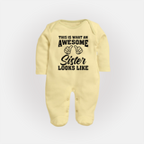 Brother and Sister Sleep Suit/ Fullsleeve Bodysuit | Soft Cotton Outfits for Siblings - PASTEL YELLOW - New Born (Chest 7.5")