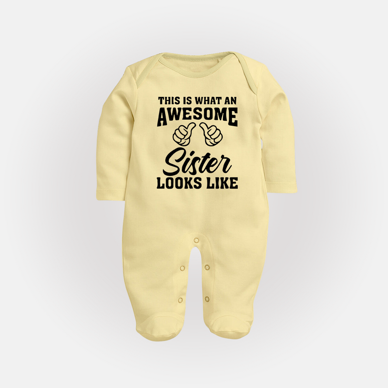 Brother and Sister Sleep Suit/ Fullsleeve Bodysuit | Soft Cotton Outfits for Siblings - PASTEL YELLOW - New Born (Chest 7.5")