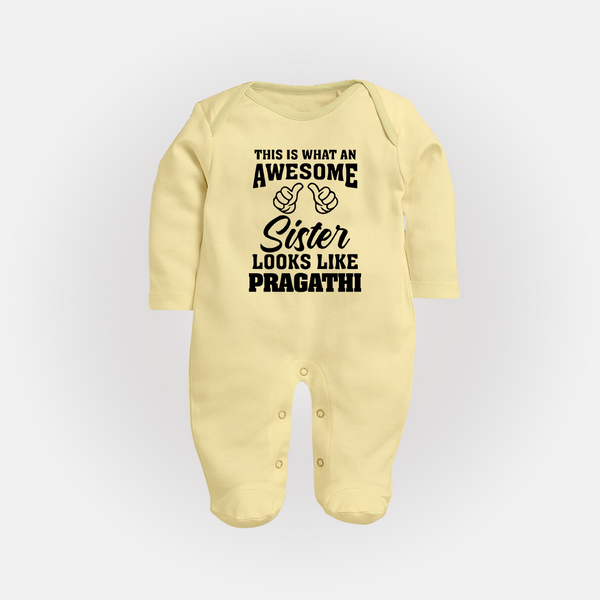 Brother and Sister Sleep Suit/ Fullsleeve Bodysuit | Soft Cotton Outfits for Siblings - PASTEL YELLOW - New Born (Chest 7.5")