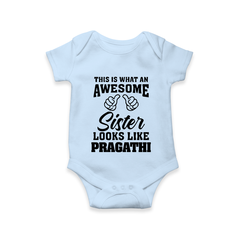 Brother and Sister Romper/Onesie | Soft Cotton Outfits for Siblings - BABY BLUE - New Born (Chest 14")