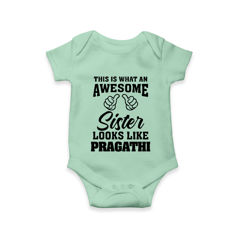 Brother and Sister Romper/Onesie | Soft Cotton Outfits for Siblings - MINT GREEN - New Born (Chest 14")