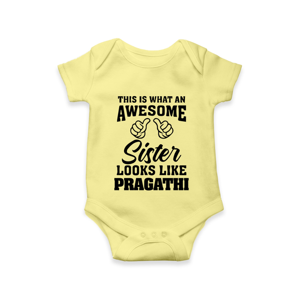 Brother and Sister Romper/Onesie | Soft Cotton Outfits for Siblings - PASTEL YELLOW - New Born (Chest 14")