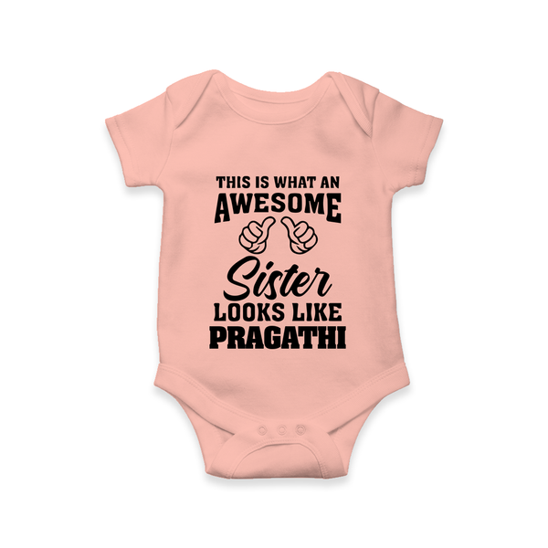 Brother and Sister Romper/Onesie | Soft Cotton Outfits for Siblings - PEACH - New Born (Chest 14")