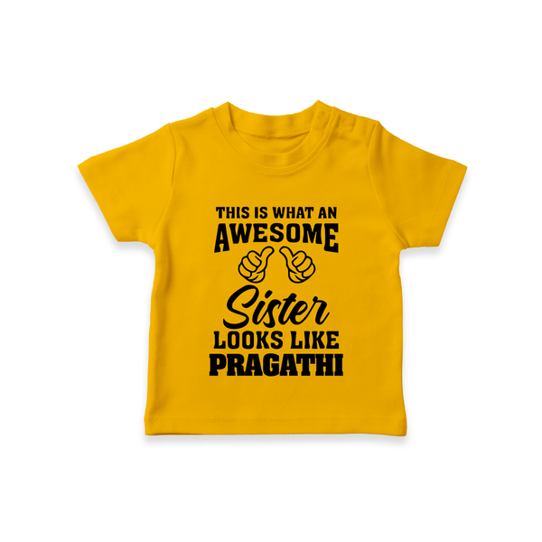 Brother and Sister T-Shirt | Soft Cotton Outfits for Siblings - CHROME YELLOW - 0-5 Months Old (Chest 17")