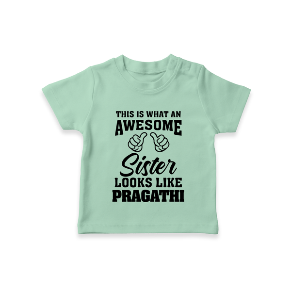 Brother and Sister T-Shirt | Soft Cotton Outfits for Siblings - MINT GREEN - 0-5 Months Old (Chest 17")